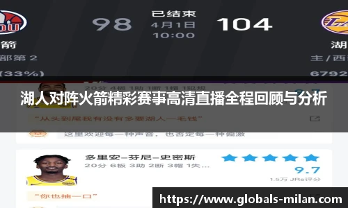 湖人对阵火箭精彩赛事高清直播全程回顾与分析